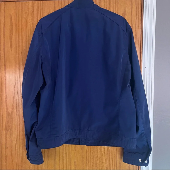 Banana Republic Navy Blue Windbreaker Jacket Coat Silver Hardware XL Preppy - Picture 5 of 10